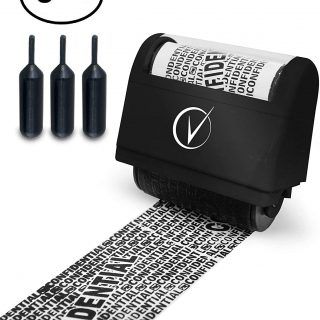Kit de sello ancho de tipo rodillo. Protección antirrobo. Identidad. Incluye 3 recambios. Oculta la identidad.