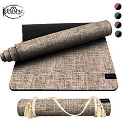 Dharana Esterilla Yoga Mat Antideslizante Profesional- Colchoneta Gruesa para Deportes - Gimnasia Pilates Fitness - Ecológica - Accesorio Correa Tejida de Macramé para Trasportar