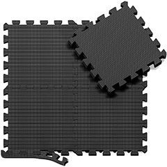 Esterilla Puzzle de Fitness y de Goma Espuma | Set de Protección para el Suelo | Alfombrilla Protectora Expandible de 18 Losas + Bordes | para Máquinas de Deporte y Gimnasios | Fácil de Limpiar