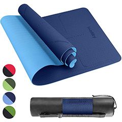 Homtiky Esterilla Yoga, Esterilla Deporte Antideslizante con Material ecológico TPE con líneas corporales, Yoga Mat diseñado para Entrenamiento y Entrenamiento físico con Correa de Transporte y Bolsa