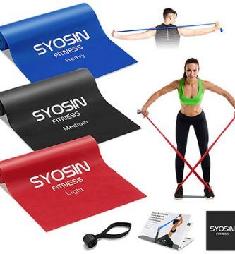 Bandas elásticas de resistencia Fitness para ejercicio más anclas de guía. Entrenamiento Hombre y Mujer. Marca SYOSIN