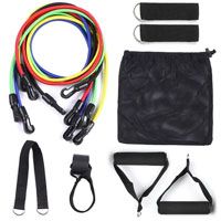TOMSHOO 11pcs Juego de Bandas Resistencia, 5 Tubos Resistencia de Látex 2 Manijas 2 Correas de TobilloAncla de Puerta y Correa de Hebilla en D